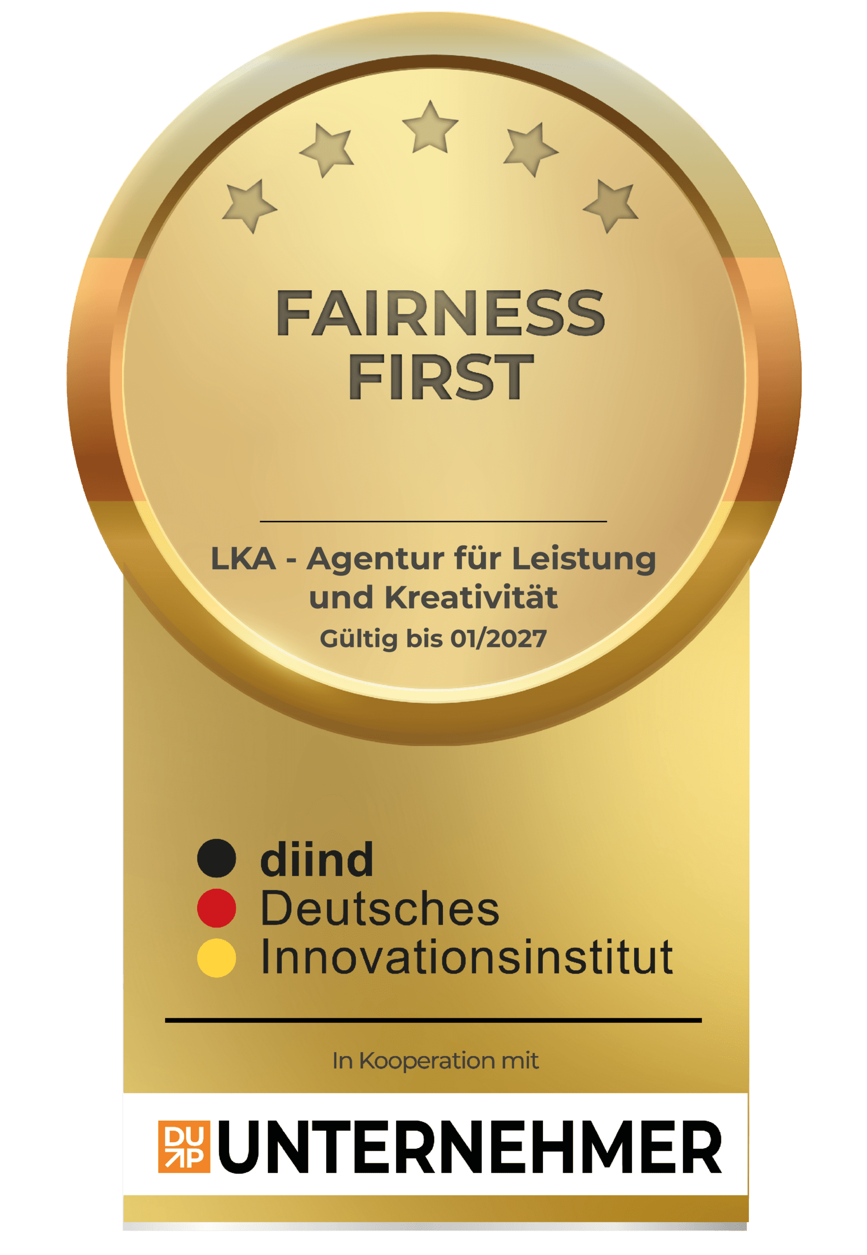 Siegel zur Auszeichnung Fairness First für die LKA-Agentur